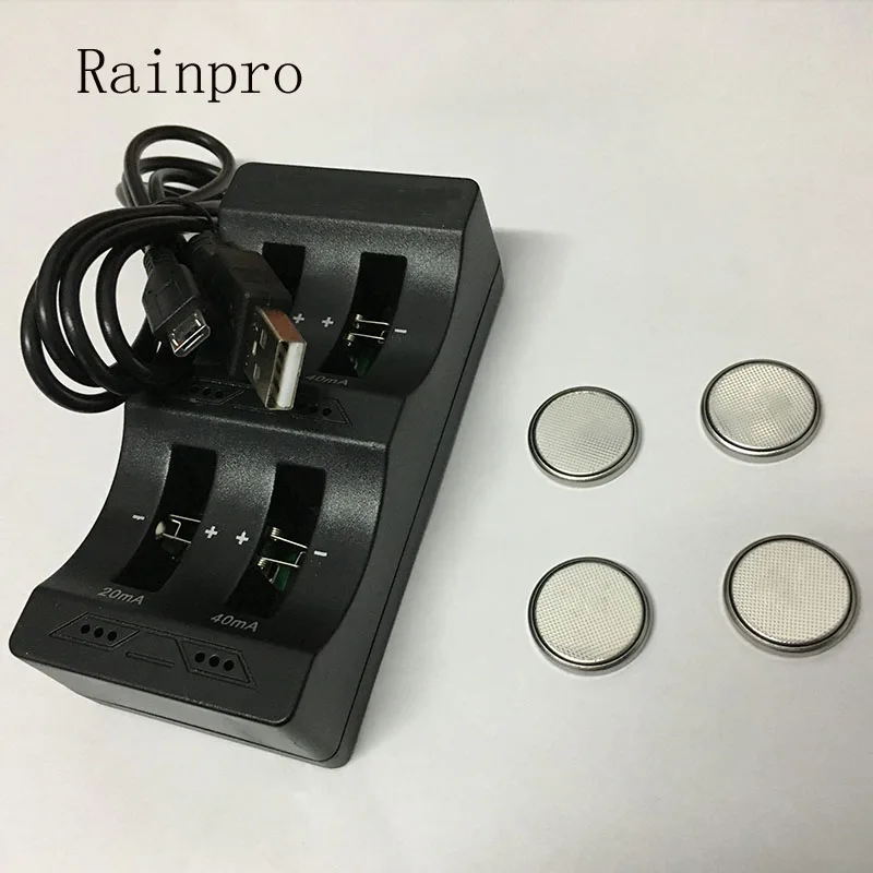 Rainpro 1 компл./лот(4 шт LIR2032+ 1 шт интеллектуальное зарядное устройство) 3,6 В перезаряжаемая литиевая батарея для монет