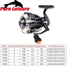 PureLeisure ST1000 Рыболовная катушка части спиннинговая металлическая головка катушка 9BB катушка спиннинговые колеса Рок Рыболовная Приманка круглая Катушка 5,5: 1