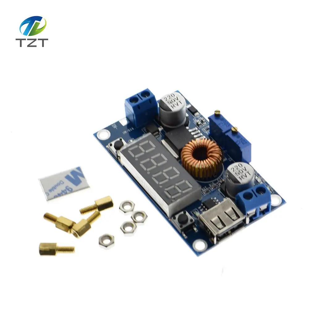 

1PCS 5A 75W Adjustable 5A CC/CV Power Step-down Charge Module LED Driver USB Voltmeter Ammeter Voltage Regulator