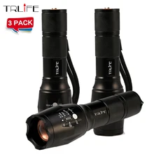 1/2/3 PCS 8000 Lumens Flashlight 5-Mode CREE XM-L T6 LED Flashlight Zoomable Focus Torch by 1*18650 Battery or 3*AAA Battery