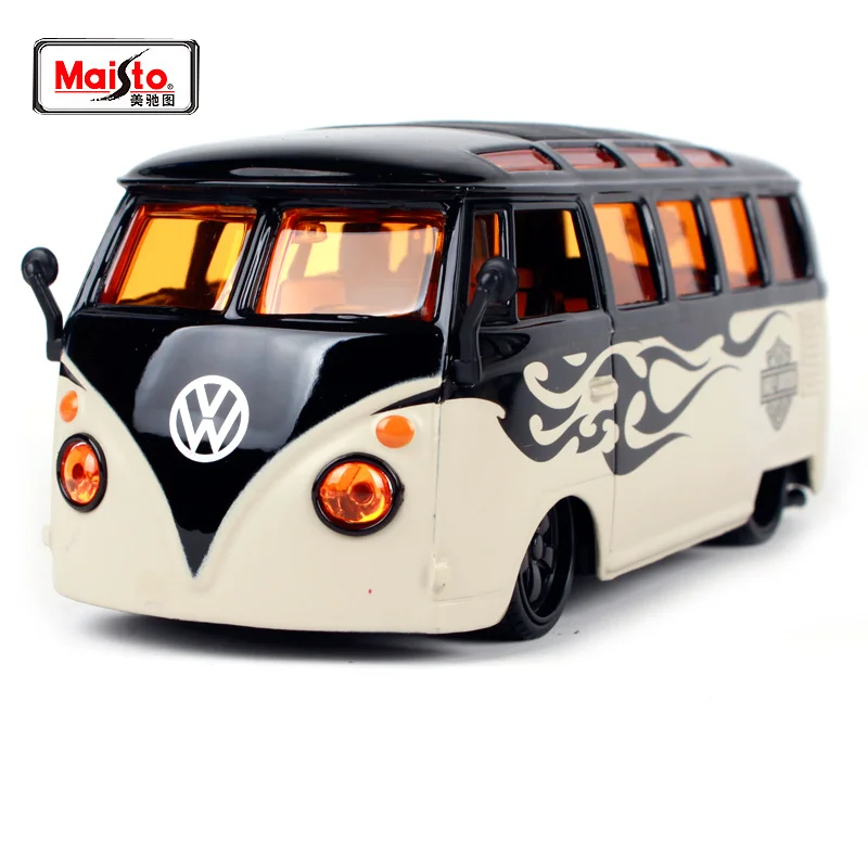 Maisto 1:25 Harley Volkswagen VAN SAMBA Black Involving Cars Old Car Diecast Model Car Toy New In Box Free Shipping 32192