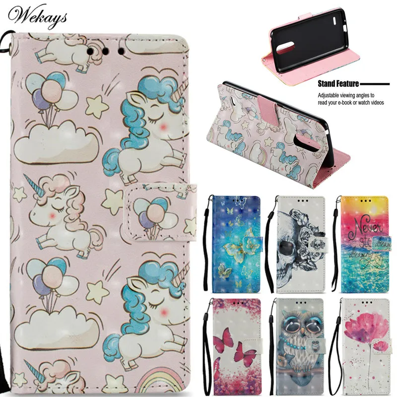 

Wekays Cover For LG K8 2017 X240 Cute Cartoon Unicorn Leather Fundas Case For LG K8 K 8 2017 X240F X240K X240H X240DS Cover Case