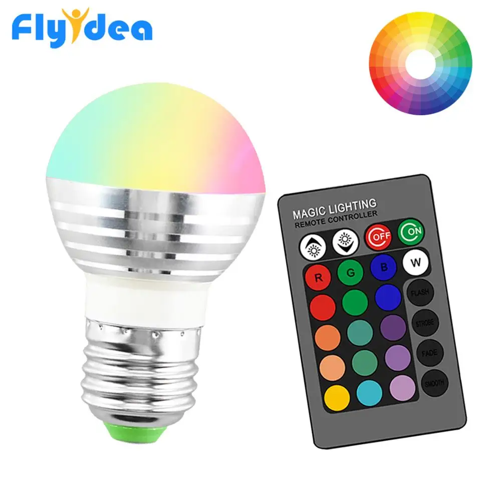 

E27 Magic RGB Bulb 16 Color 5W 24key IR Remote Control LED Night Light Lamp Colorful 110V 220V Holiday Dimmable Stage Home Light