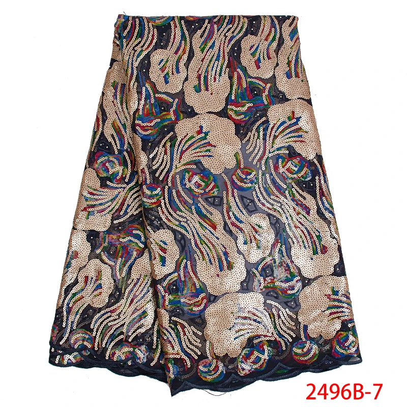 Высокое качество кружевная ткань модная органзовая кружевная ткань африканская кружевная ткань с блестками для вечерние платье APW2496B