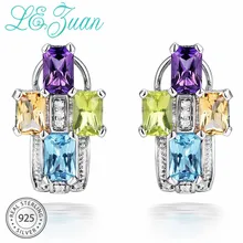 L& zuan 925 серебро натуральный 1.058ct Аметист Фиолетовый Камень Серьги гвоздики для Bijou Черная пятница Рождественский подарок