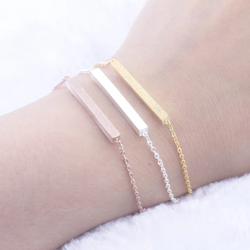 

ACEBFEET Thin Bar Bracelets For Women Bff Jewelry Stainless Steel Hand Chain Bijoux Best Friend Gift Rose Gold Pulseira Mujer