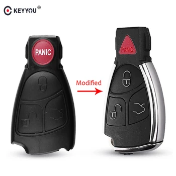 

KEYYOU New 3+1 Panic Button Modified Car Smart Key Remote Keyless Entry Fob Case Shell For Mercedes Benz E C R CL GL SL CLK SLK
