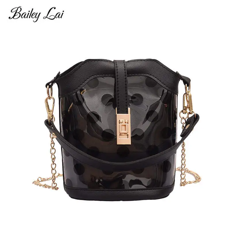 

Two-piece set Women Shoulder Bag Bucket Transparent Crossbody Bags Messenger Shoulder Beach Bag 2019 New Design handbags