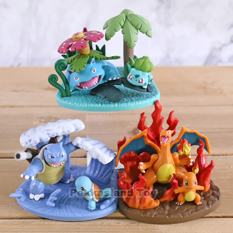 

Mini Anime Charmander Squirtle Venusaur Charizard Blastoise Venusaur Solid Set PVC Action Figure Model Doll Toys Gift