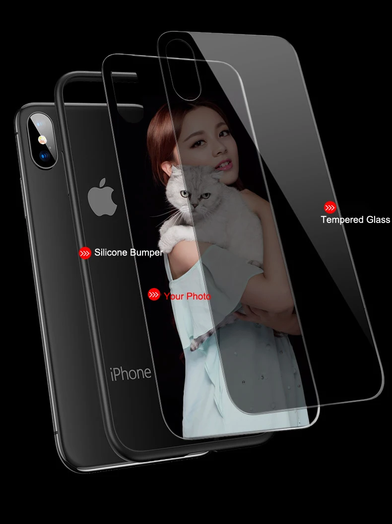 Custom Photo Tempered Glass Case for iPhone 13 12 Pro Max Mini 11 XS Max XR SE X 8 7 Plus 6 6s Plus Case Unique Bumper DIY Case iphone 11 clear case