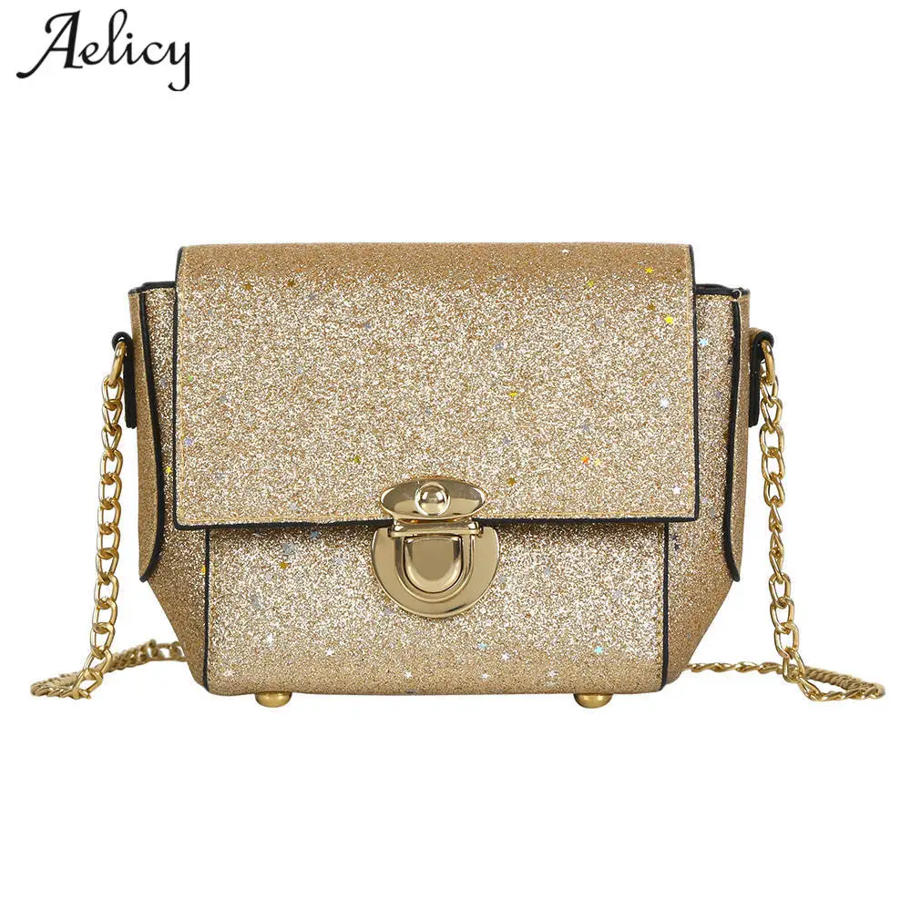 

Aelicy luxury Women PU Bling Sequins Small Messenger Chain Bag Female Simple Shoulder Crossbody Bag Ladies Evening Party Bags