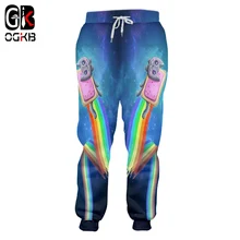 OGKB повседневные брюки мужские новые свободные длинные 3d-брюки печатные небесные радужные кошки большие размеры костюм мужские зимние тренировочные брюки женские штаны для бега