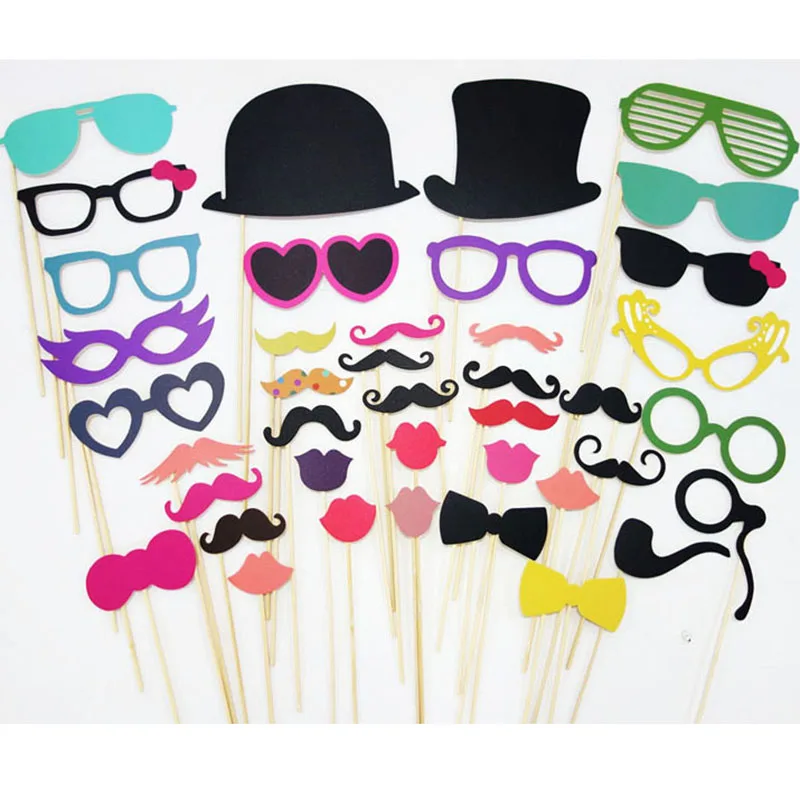 36pcs Photo Booth Props Funny Fun DIY Mask Glasses Mustache Lip On A Stick Photobooth Props Birthday Wedding Party Supplies (3)