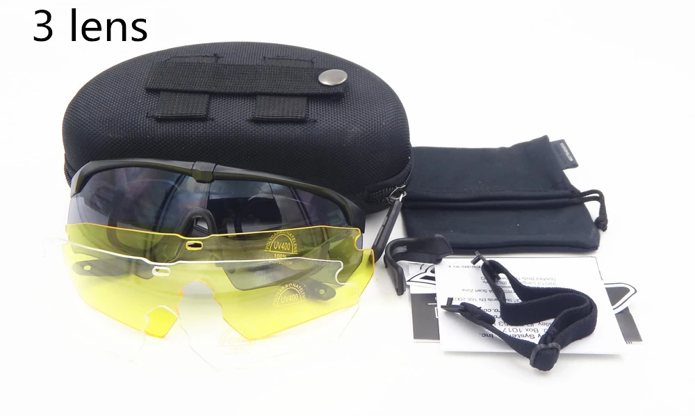 TR90 Militaire Bril 3 Lens Gepolariseerde Ballistic Militaire Sport Mannen Zonnebril Leger Kogelvrij Eyewear Schieten