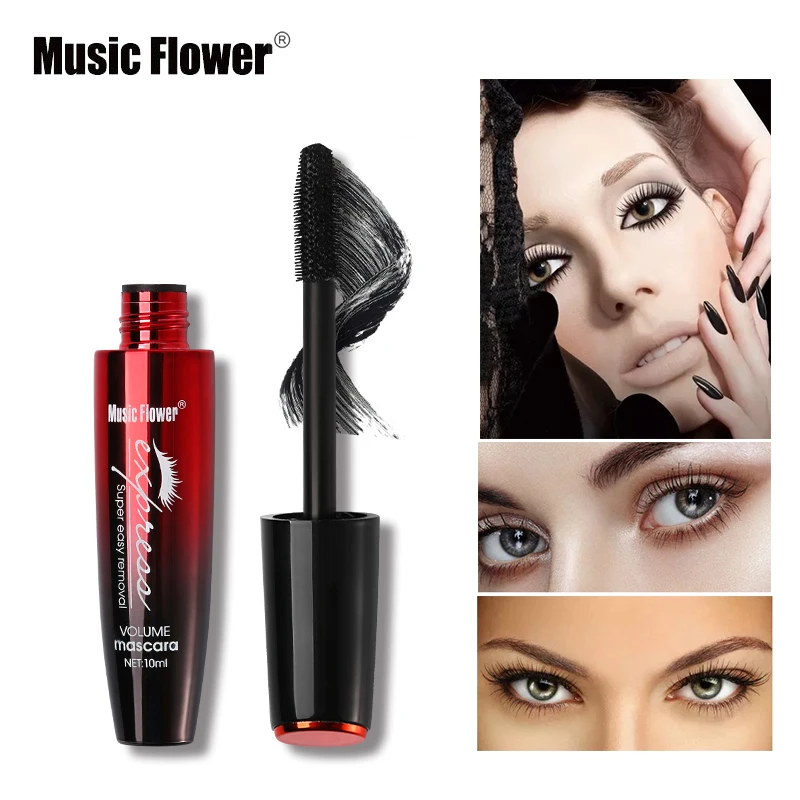 Music Flower Водонепроницаемый 3D брендовая Тушь ресницы для макияжа толстый закручивающая, создающая объем туши 24 часа в сутки ресницы долгодержащиеся косметика