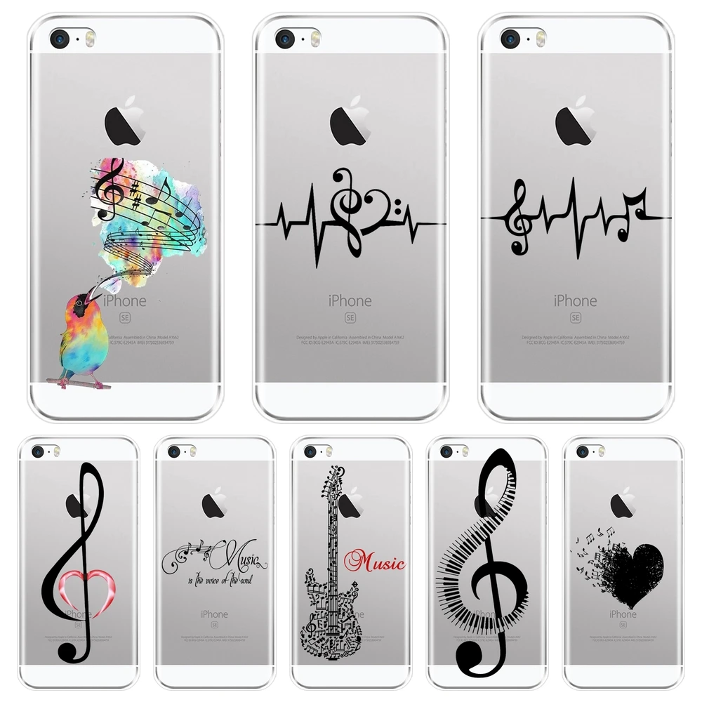 Music Note Heart Guitar Black Phone Case For Iphone 6 S 6s 7 8 X Xr Xs Max Soft Silicone Back Cover For Iphone 6 S 6s 7 8 Plus Aliexpress Cellphones Telecommunications