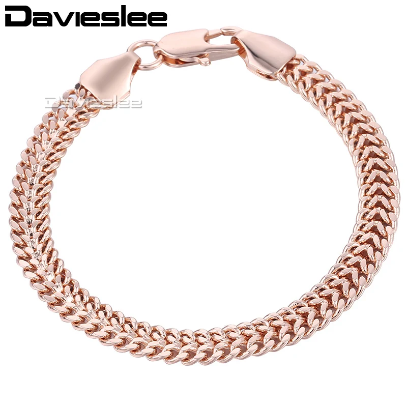 Davieslee мужской женский браслет на цепочке Helix Bismark Link 585, заполненный розовым золотом браслет для женщин 7 мм 18 см 20 см 22 см 25 см LGB283