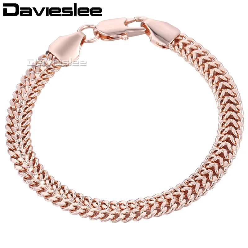 Браслет цепочка Davieslee из розового золота 585 пробы 7/18/20/22/25 см|Цепочки и браслеты| |