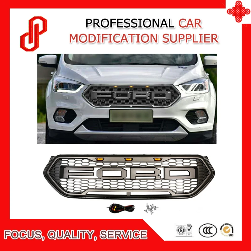 

High quality Modified ABS car front racing grills grill Raptor Grille cover for Kuga Escape Front grille 2017 2018
