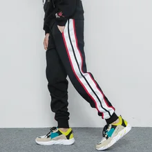 Мужские повседневные штаны Свободные джогры панелями Боковые Полосатые Карманы Мужские Винтажные хип-хоп Модные дышащие Спортивные Брюки Большие размеры