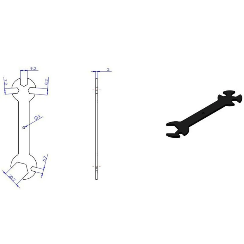 HLZS-3D Запчасти для принтера инструмент 5 в 1 гаечный ключ от 5,7 мм до 20,2 мм стальной гаечный ключ Многофункциональный гаечный ключ Плоский
