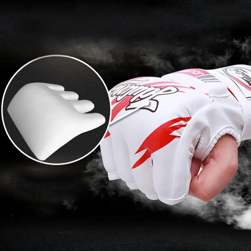

Boxing Gloves MMA Gloves Muay Thai Training Gloves MMA Boxer Fight Boxing Equipment Half Mitts PU Leather Black/Red