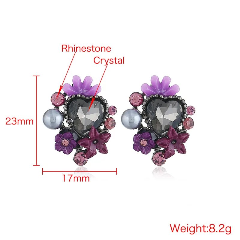 

CXW noble stud earrings for women Korean sweet flower personality lovely petals heart earrings colorful jewelry ST07