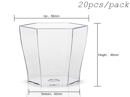 Акция-вечерние свадебные принадлежности доступная пластмассовая столовая посуда, 70*44 мм/60 мл Прозрачный лепесток десерт торт чаша, 20/упаковка - Цвет: Transparent