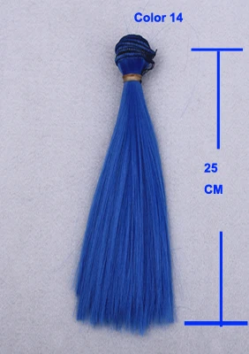 1pcs 25cm length long straight hair natrual blue green purple yellow color thick 1/3 /1/4 1/6 bjd wigs doll hair
