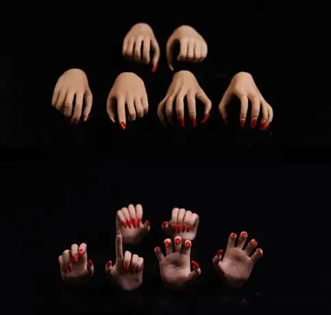 1/6 масштабная Женская Ручная модель длинные ногти коготь руки/для 1" Мужская фигурка тела 3 пары Новинка - Цвет: red nail suntan