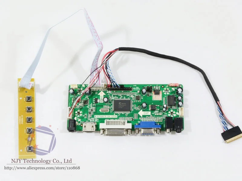 

Free shipping M.NT68676.2A HDMI DVI VGA Audio LCD controller board for 7" PQ070WS01 1024x600 LED panel raspberry pi DIY kit