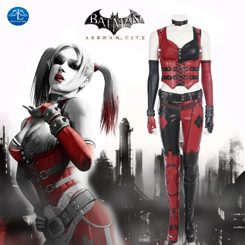 Batman Arkham Knight Harley Quinn Uniform Cosplay Costume Halloween Custom Made