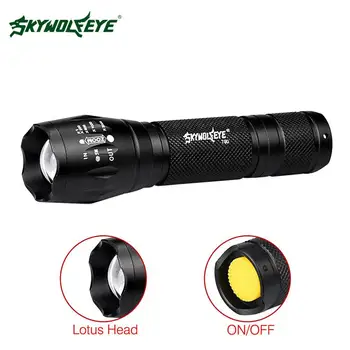 

SKYWOLFEYE 8000 Lumen Zoomable T6 LED Flashlight 3 Modes Portable 18650 Battery Torch Focus Lamp Tactical