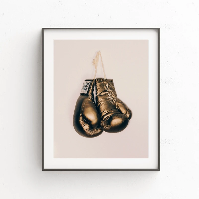 

Boxing Gloves Golden Wall Art Poster Prints , Sport Boxing Canvas Painting Poster Wall Decor Old School Encouraging Gift
