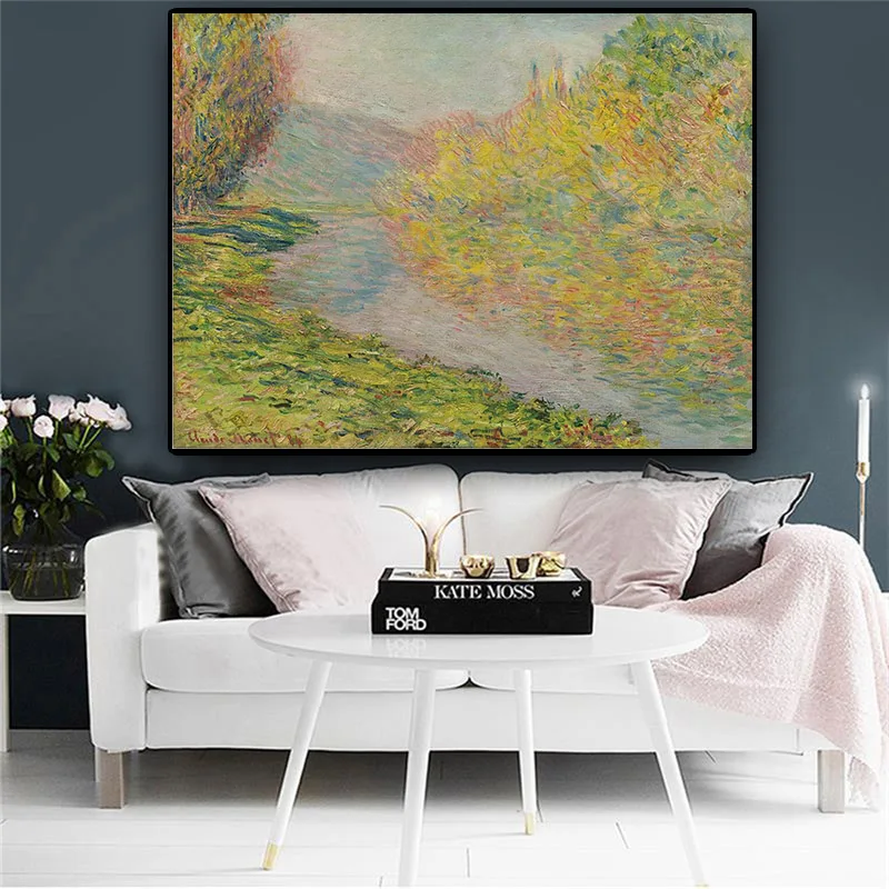

Claude Monet Jeufosse in Autumn Impressionist Landscape Oil Painting on Canvas Posters and Prints Wall Picture for Living Room