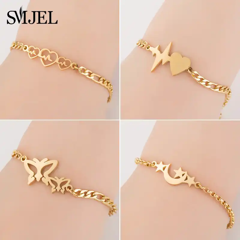 Robar a Salida cola SMJEL Pulseras con dijes de amor y corazones para mujer y niño, de acero inoxidable, joyería de oro Animal, brazaletes para boda y regalo|Brazaletes de cadena y enlaces| - AliExpress Robar a Salida cola SMJEL Pulseras con dijes de amor y corazones para mujer y niño, de acero inoxidable, joyería de oro Animal, brazaletes para boda y regalo|Brazaletes de cadena y enlaces| - AliExpress
