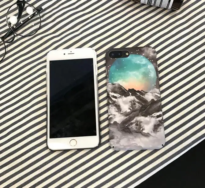 Fundas Coque для Iphone 6 S plus, 7, 7 plus, 6s 6 plus, 8, 8 plus, X Новое поступление природа пейзаж горы Луна рc Жесткий Чехол для мобильного телефона