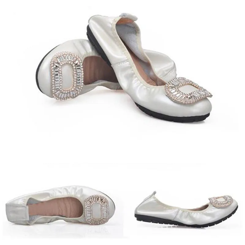 

Spring Female Shoe 2019 Women Flats Genuine Leather Lady Soft Bottom Shoes For Mother Shoes Rhinestone Ballerina Ballet Loafers
