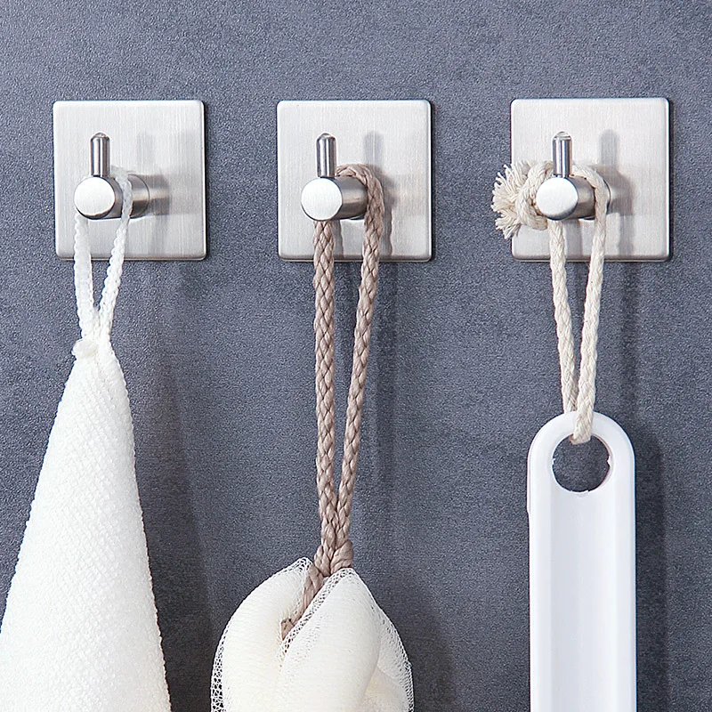 

Adhesive Hooks Stick on Wall Hanger Bathroom Office Hooks for Hanging Kitchen Bathroom Home Stainless Steel