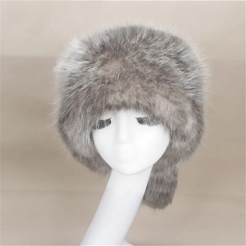 Женская шапка из искусственного лисьего меха с круглым плоским верхом, утолщенная, сохраняющая тепло, шапка из искусственного меха с хвостом, Осень-зима, Россия, Монгольская шляпа с кисточкой W002A