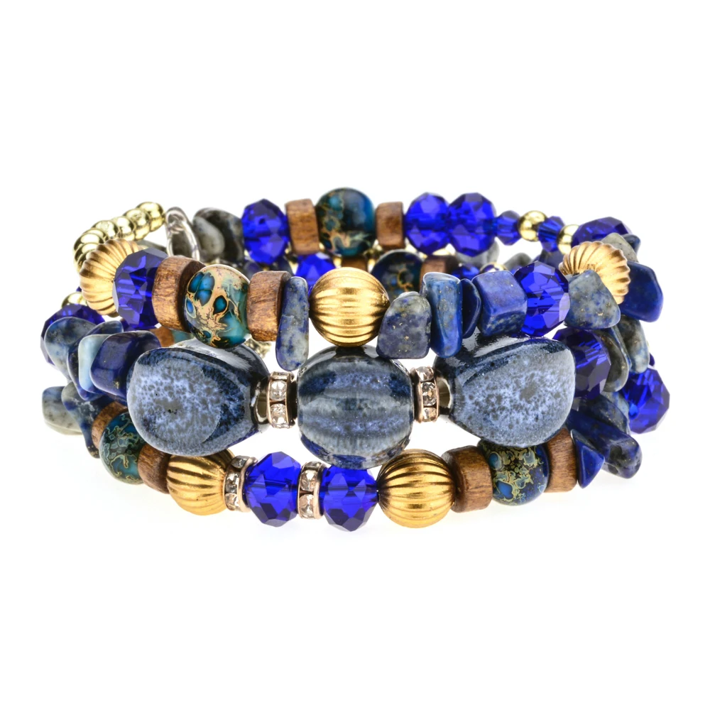 LUBINGSHINE Boho натуральные каменные бусины ювелирные изделия многослойные подвески
