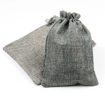 

Gray 13x18cm Jute Drawstring Wedding Gift Bag 50PCS Drawstring Pouch For Cosmetic Jewelry Festive Gifts Packaging Bag Z232