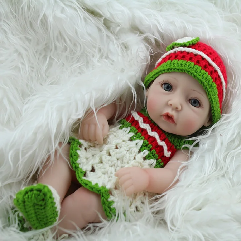 

Nicery 11inch 28cm Reborn Baby Doll Soft Silicone Lifelike Toy Gift for Children Christmas Presents White Green Sweater Girl
