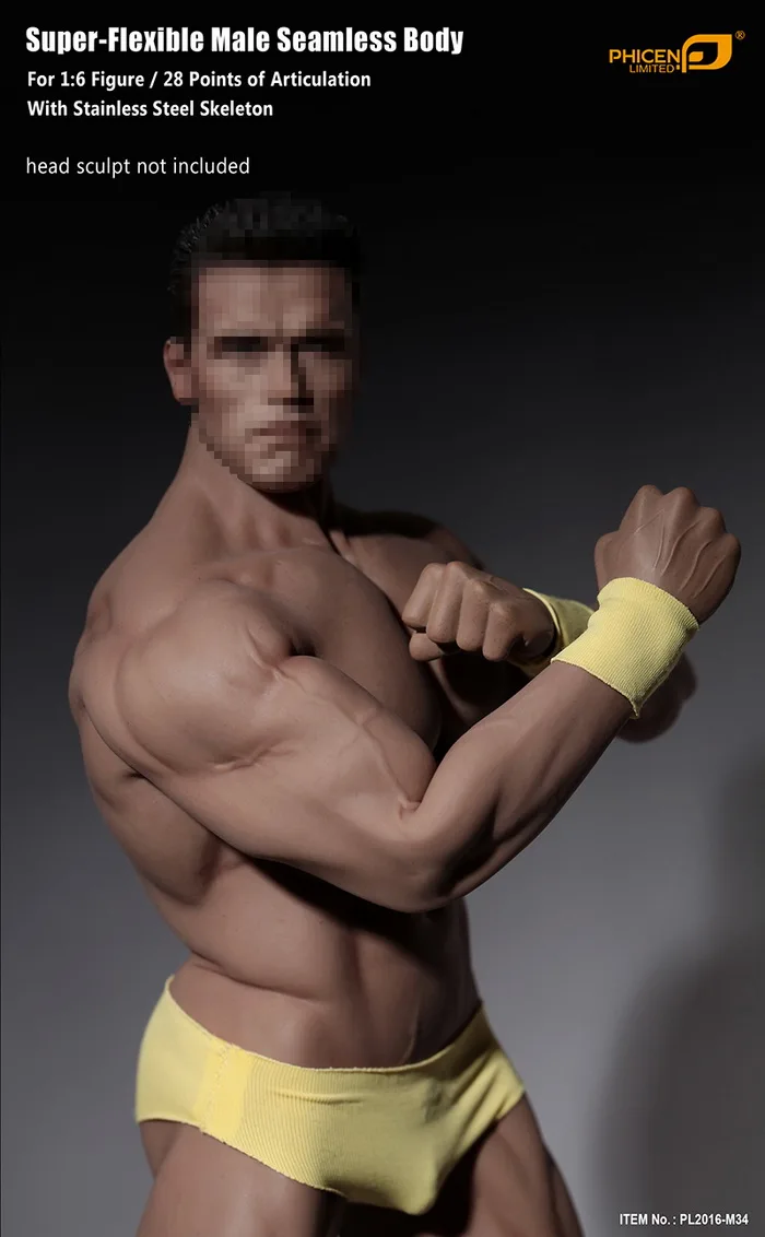 

Phicen PL2016-M34 1/6 Scale Super Flexible Male Muscular Seamless Body Suntan New In Box