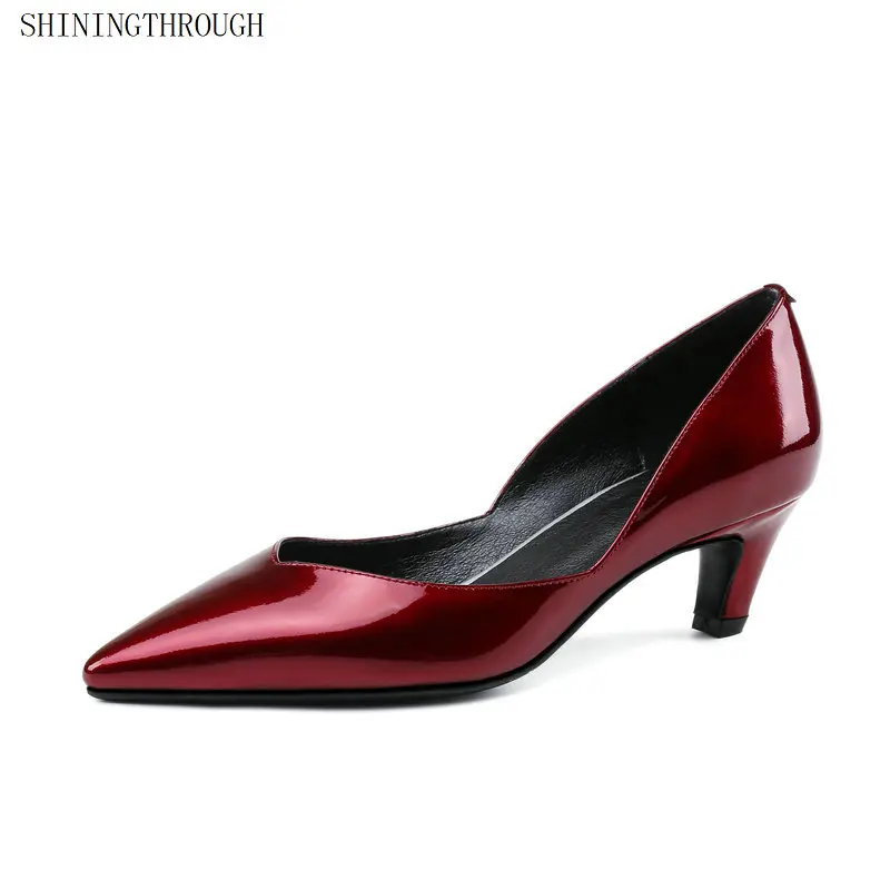 

Spring summer brand women pumps sexy genuine leather high heels pointed toe red office dress party woman pumps
