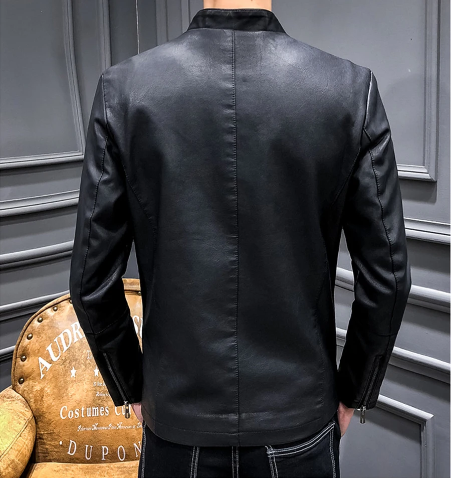 Мужские кожаные куртки осень зима толстые пальто размер M-4XL Мужская бархатная искусственная Байкерская мотоциклетная куртка Теплая мужская верхняя одежда