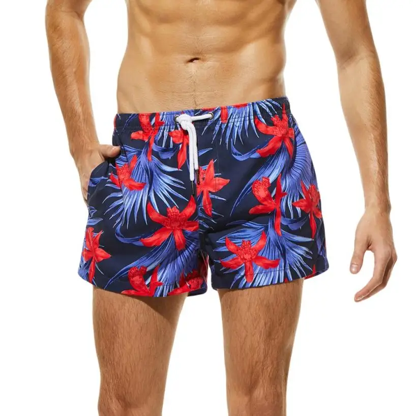 Мужские дышащие плавки, брюки, одежда для плавания, шорты, облегающие трусы, с принтом листьев, Beachear, купальный костюм, пляжные шорты, одежда для плавания