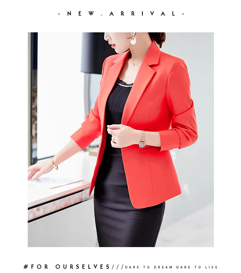 Новый большой размеры женская одежда модные красные офисные женские туфли Блейзер Костюмы для отдыха Формальные одна пуговица тонки