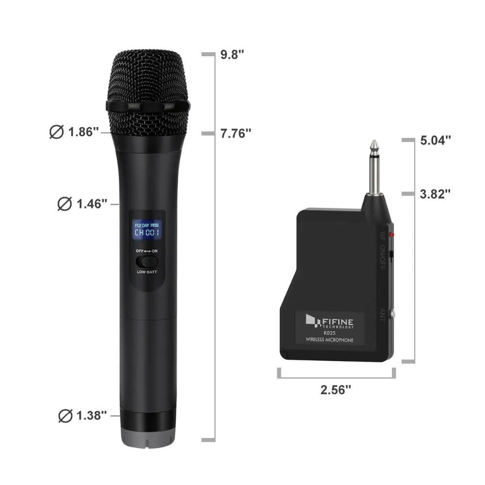 FIFINE K025 Wireless Handheld Microphone System, Battery-powered for  Karaoke Night