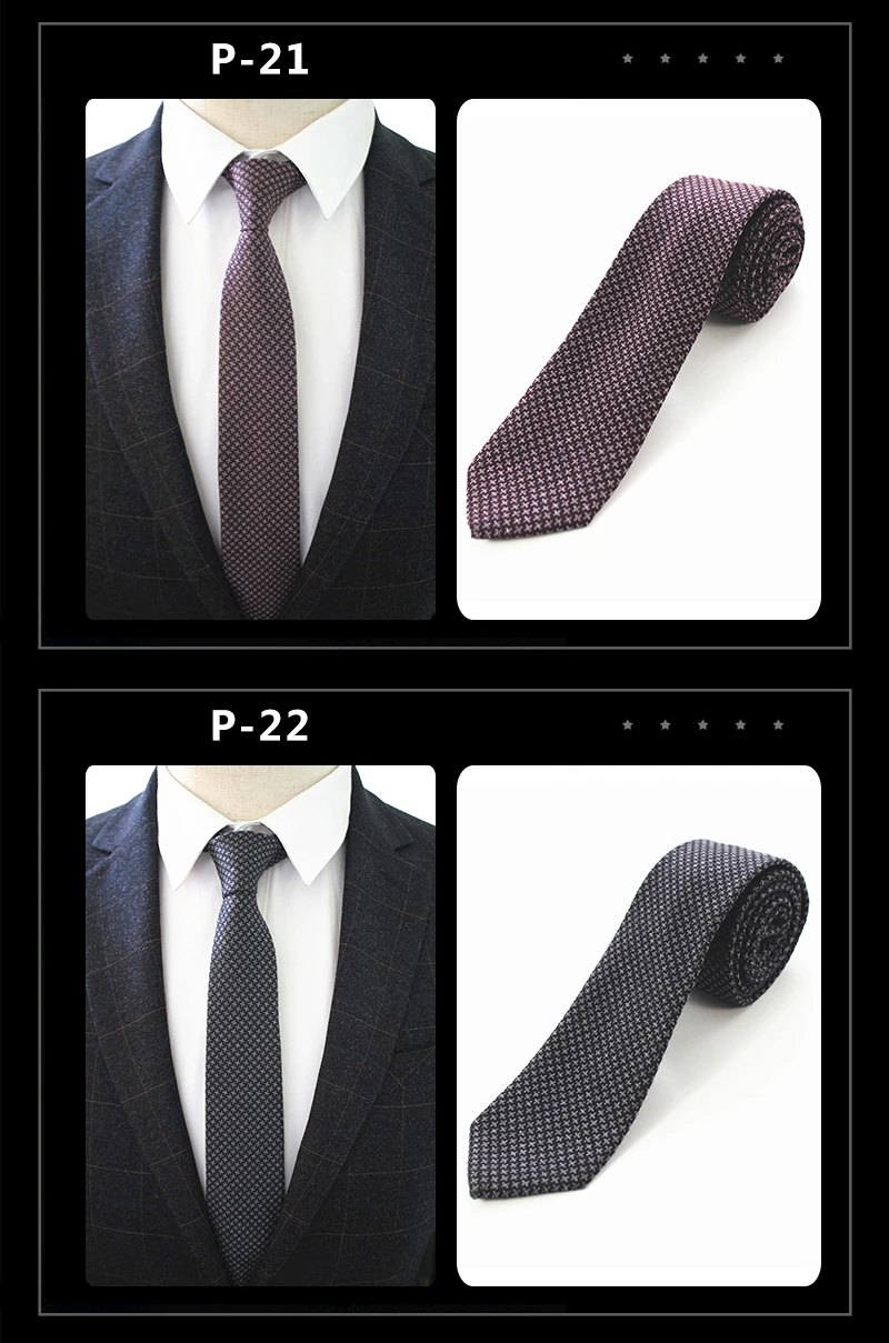 Fashion Men's Wool Cotton Striped Skinny Tie 6cm Narrow Slim Cravate ties for men Casual wedding business neckties gravatas